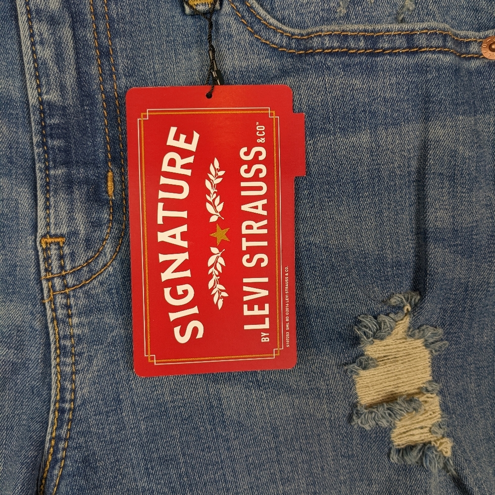 Levi's High Rise Shortie Denim Blue Jean Shorts Distressed Cut Off Juniors Sz 7 - Picture 5 of 9